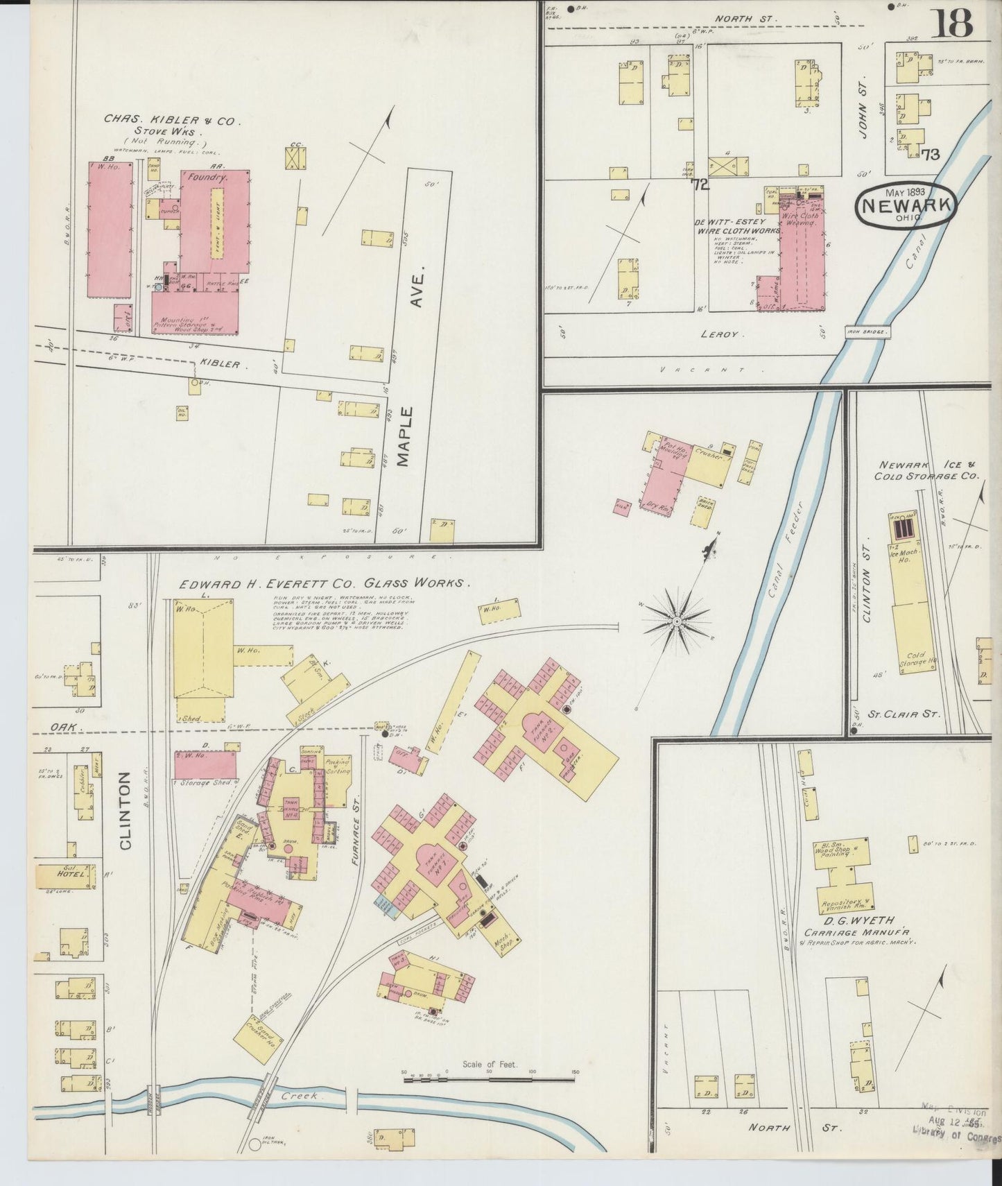 Sanborn Fire Insurance Map from Newark, Licking County, Ohio (1893), Sheet #0018 - Complete Map Set gallery image, historic Sanborn map, vintage wall art, Ohio Ohio