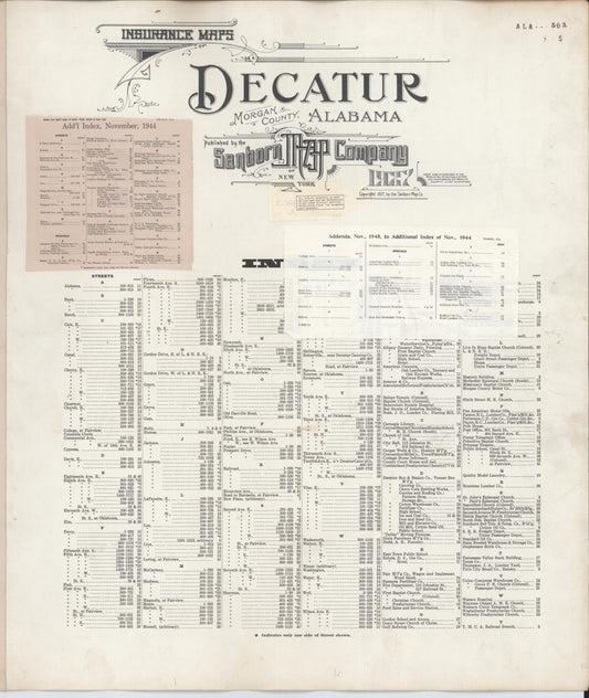 Sanborn Fire Insurance Map from Decatur, Morgan County, Alabama (1948), Sheet #0001 - Historic Sanborn Fire Insurance Map Print, vintage old map wall art, antique decor, genealogy gift, Alabama Alabama map