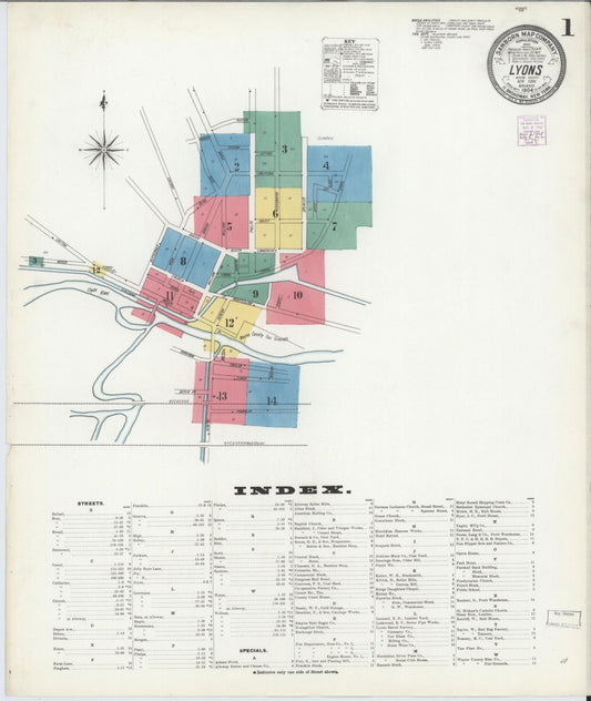 Sanborn Fire Insurance Map from Lyons, Wayne County, New York (1904), Sheet #0001 - Complete Map Set gallery image, historic Sanborn map, vintage wall art, New York New York