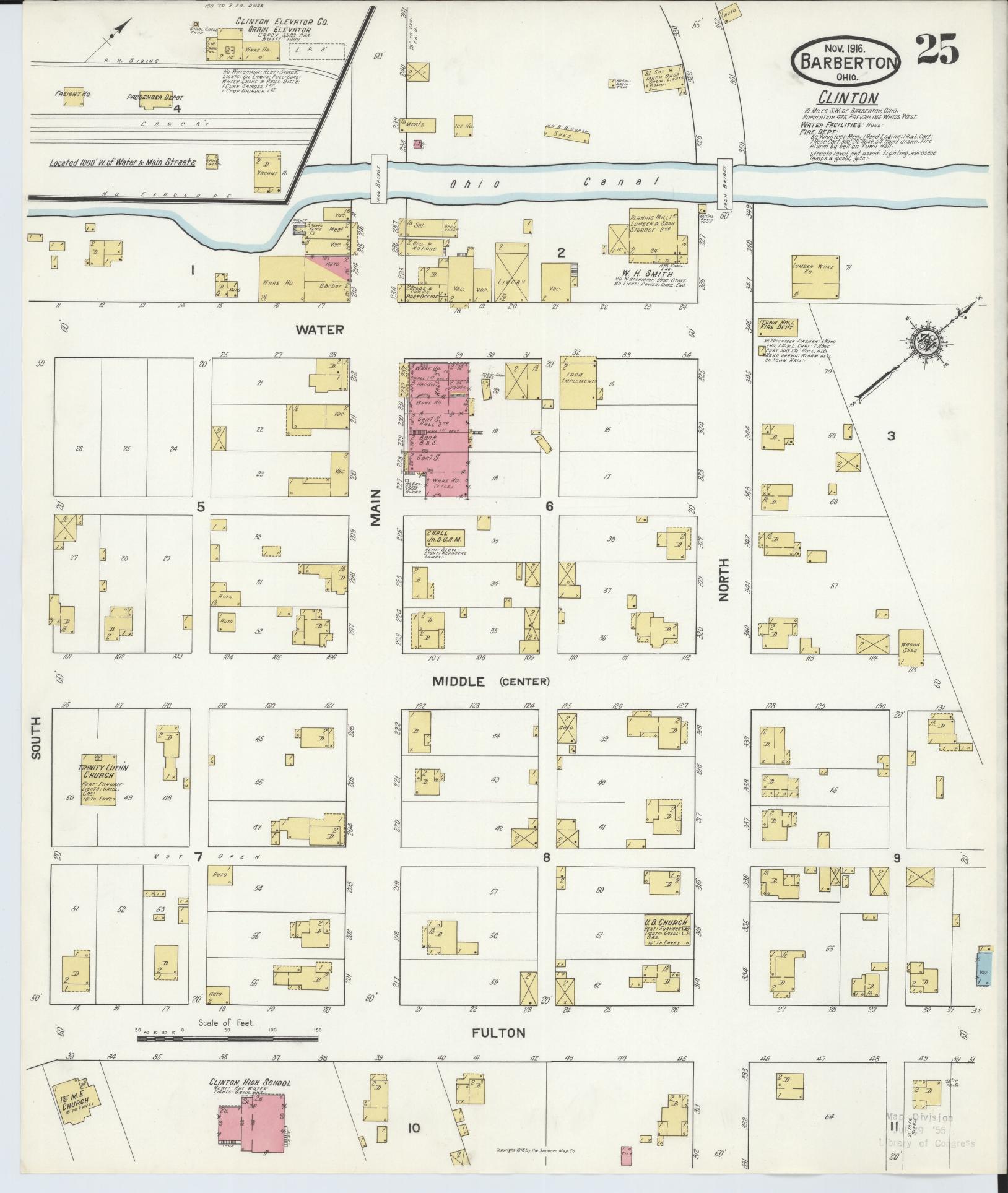Sanborn Fire Insurance Map from Barberton, Summit County, Ohio (1916), Sheet #0025 - Complete Map Set gallery image, historic Sanborn map, vintage wall art, Ohio Ohio