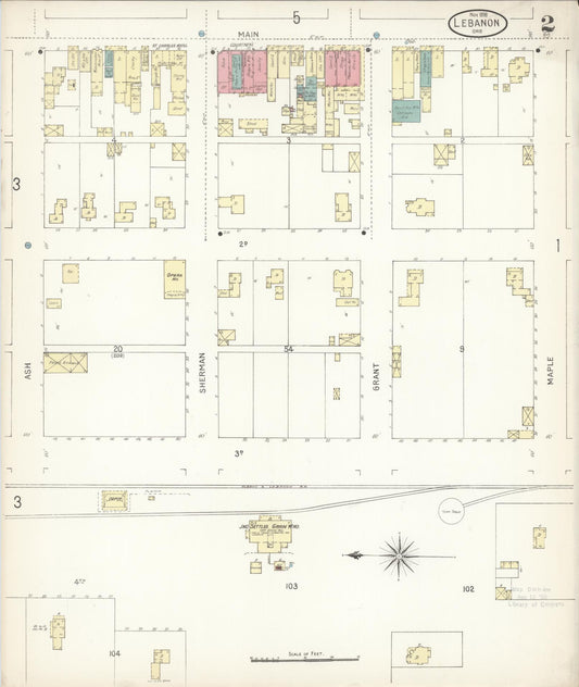 Sanborn Fire Insurance Map from Lebanon, Linn County, Oregon (1898), Sheet #0002 - Historic Sanborn Fire Insurance Map Print, vintage old map wall art, antique decor, genealogy gift, Oregon Oregon map