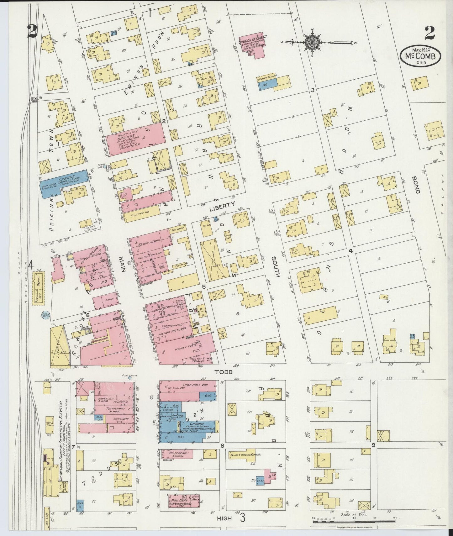Sanborn Fire Insurance Map from McComb, Hancock County, Ohio (1924), Sheet #0002 - Historic Sanborn Fire Insurance Map Print, vintage old map wall art, antique decor, genealogy gift, Ohio Ohio map