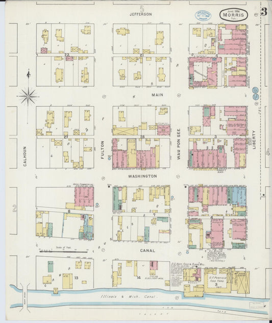 Sanborn Fire Insurance Map from Morris, Grundy County, Illinois (1894), Sheet #0003 - Historic Sanborn Fire Insurance Map Print, vintage old map wall art, antique decor, genealogy gift, Illinois Illinois map