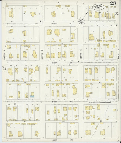 Sanborn Fire Insurance Map from Fort Smith, Sebastian County, Arkansas (1897), Sheet #0023 - Complete Map Set gallery image, historic Sanborn map, vintage wall art, Arkansas Arkansas