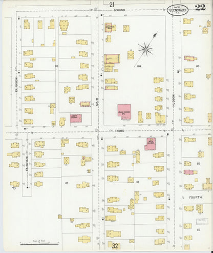 Sanborn Fire Insurance Map from Glens Falls, Warren County, New York (1901), Sheet #0022 - Historic Sanborn Fire Insurance Map Print, vintage old map wall art, antique decor, genealogy gift, New York New York map