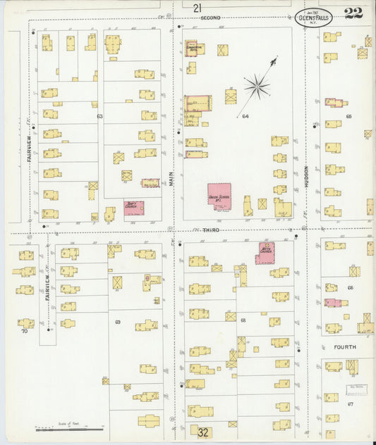 Sanborn Fire Insurance Map from Glens Falls, Warren County, New York (1901), Sheet #0022 - Historic Sanborn Fire Insurance Map Print, vintage old map wall art, antique decor, genealogy gift, New York New York map