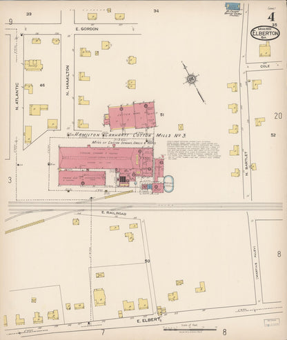 Sanborn Fire Insurance Map from Elberton, Elbert County, Georgia (1922), Sheet #0004 - Complete Map Set gallery image, historic Sanborn map, vintage wall art, Georgia Georgia