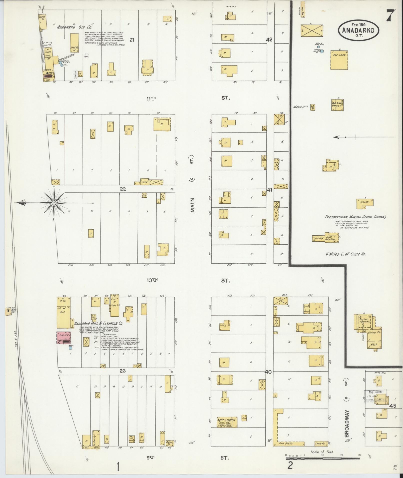 Sanborn Fire Insurance Map from Anadarko, Caddo County, Oklahoma (1904), Sheet #0007 - Complete Map Set gallery image, historic Sanborn map, vintage wall art, Oklahoma Oklahoma