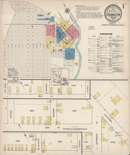 Sanborn Fire Insurance Map from Covington, Saint Tammany Parish, Louisiana (1921), Sheet #0001 - Complete Map Set gallery image, historic Sanborn map, vintage wall art, Louisiana Louisiana