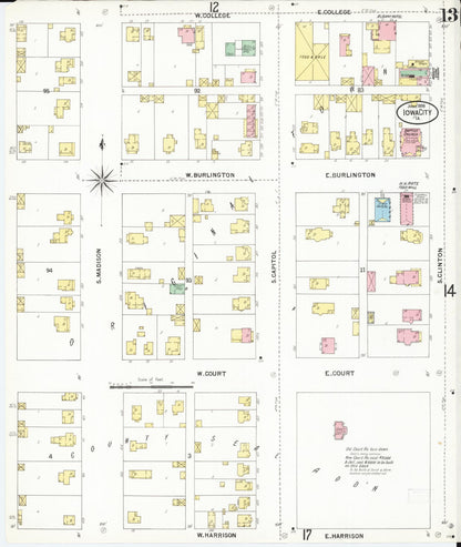 Sanborn Fire Insurance Map from Iowa City, Johnson County, Iowa (1899), Sheet #0013 - Historic Sanborn Fire Insurance Map Print