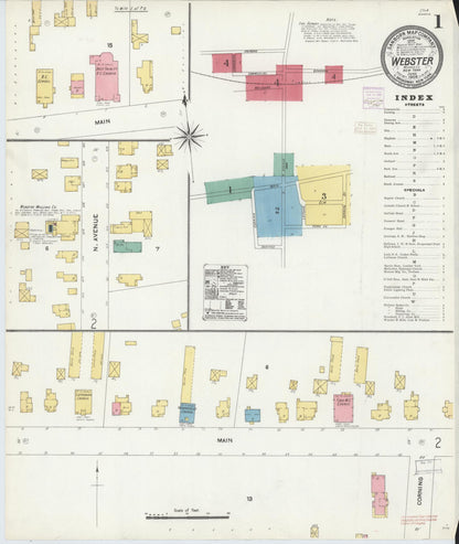 Sanborn Fire Insurance Map from Webster, Monroe County, New York (1906), Sheet #0001 - Complete Map Set gallery image, historic Sanborn map, vintage wall art, New York New York