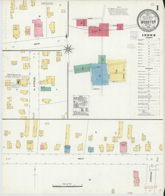 Sanborn Fire Insurance Map from Webster, Monroe County, New York (1906), Sheet #0001 - Complete Map Set gallery image, historic Sanborn map, vintage wall art, New York New York