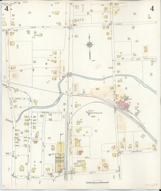 Sanborn Fire Insurance Map from Winona, Montgomery County, Mississippi (1940), Sheet #0004 - Historic Sanborn Fire Insurance Map Print, vintage old map wall art, antique decor, genealogy gift, Mississippi Mississippi map