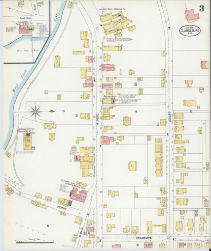 Sanborn Fire Insurance Map from Clarksburg, Harrison County, West Virginia (1902), Sheet #0003 - Complete Map Set gallery image, historic Sanborn map, vintage wall art, West Virginia West Virginia