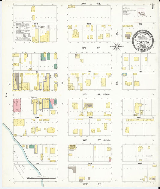 Sanborn Fire Insurance Map from Clayton, Union County, New Mexico (1909), Sheet #0001 - Complete Map Set gallery image, historic Sanborn map, vintage wall art, New Mexico New Mexico