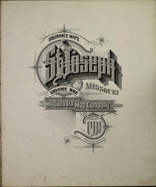 Sanborn Fire Insurance Map from Saint Joseph, Buchanan County, Missouri (1911), Sheet #0001 - Historic Sanborn Fire Insurance Map Print, vintage old map wall art, antique decor, genealogy gift, Missouri Missouri map