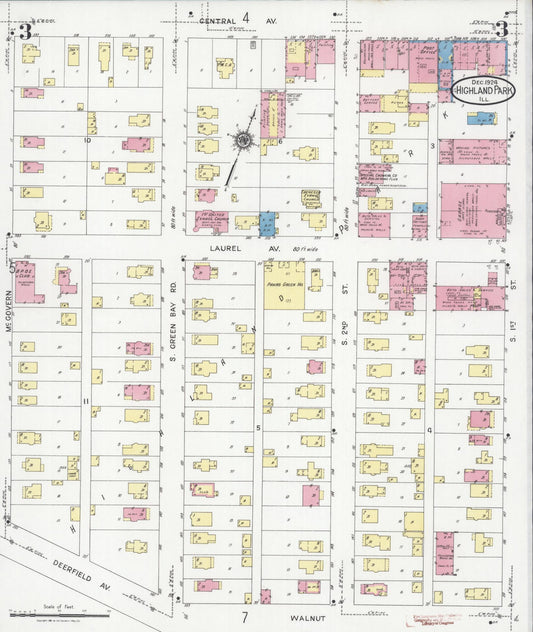 Sanborn Fire Insurance Map from Highland Park, Lake County, Illinois (1924), Sheet #0003 - Historic Sanborn Fire Insurance Map Print, vintage old map wall art, antique decor, genealogy gift, Illinois Illinois map