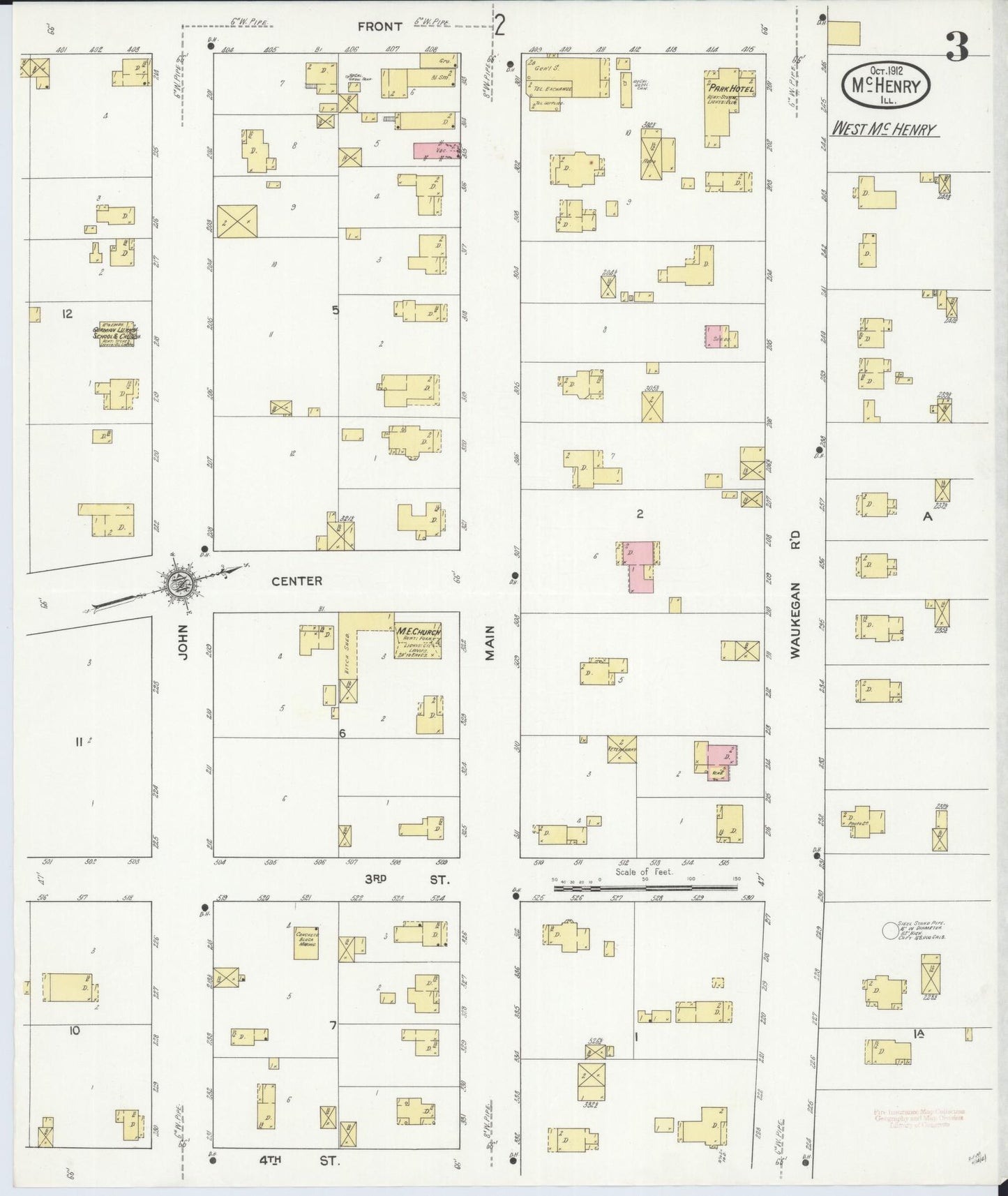 Sanborn Fire Insurance Map from McHenry, McHenry County, Illinois (1912), Sheet #0003 - Complete Map Set gallery image, historic Sanborn map, vintage wall art, Illinois Illinois