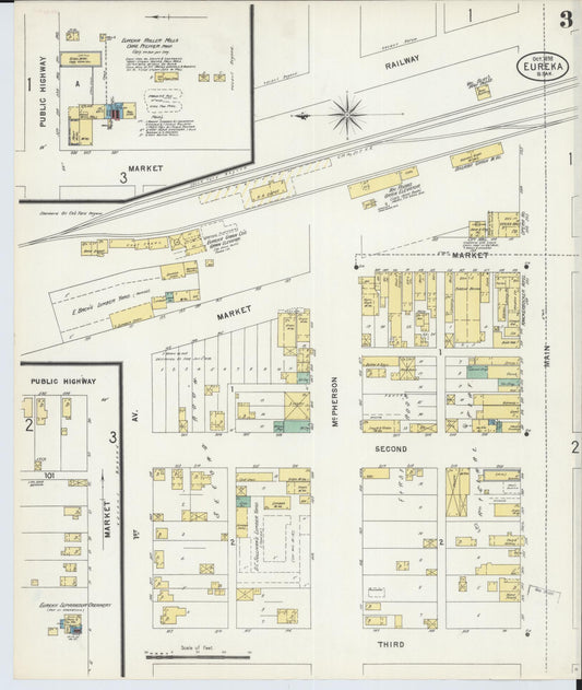 Sanborn Fire Insurance Map from Eureka, McPherson County, South Dakota (1898), Sheet #0003 - Historic Sanborn Fire Insurance Map Print, vintage old map wall art, antique decor, genealogy gift, South Dakota South Dakota map