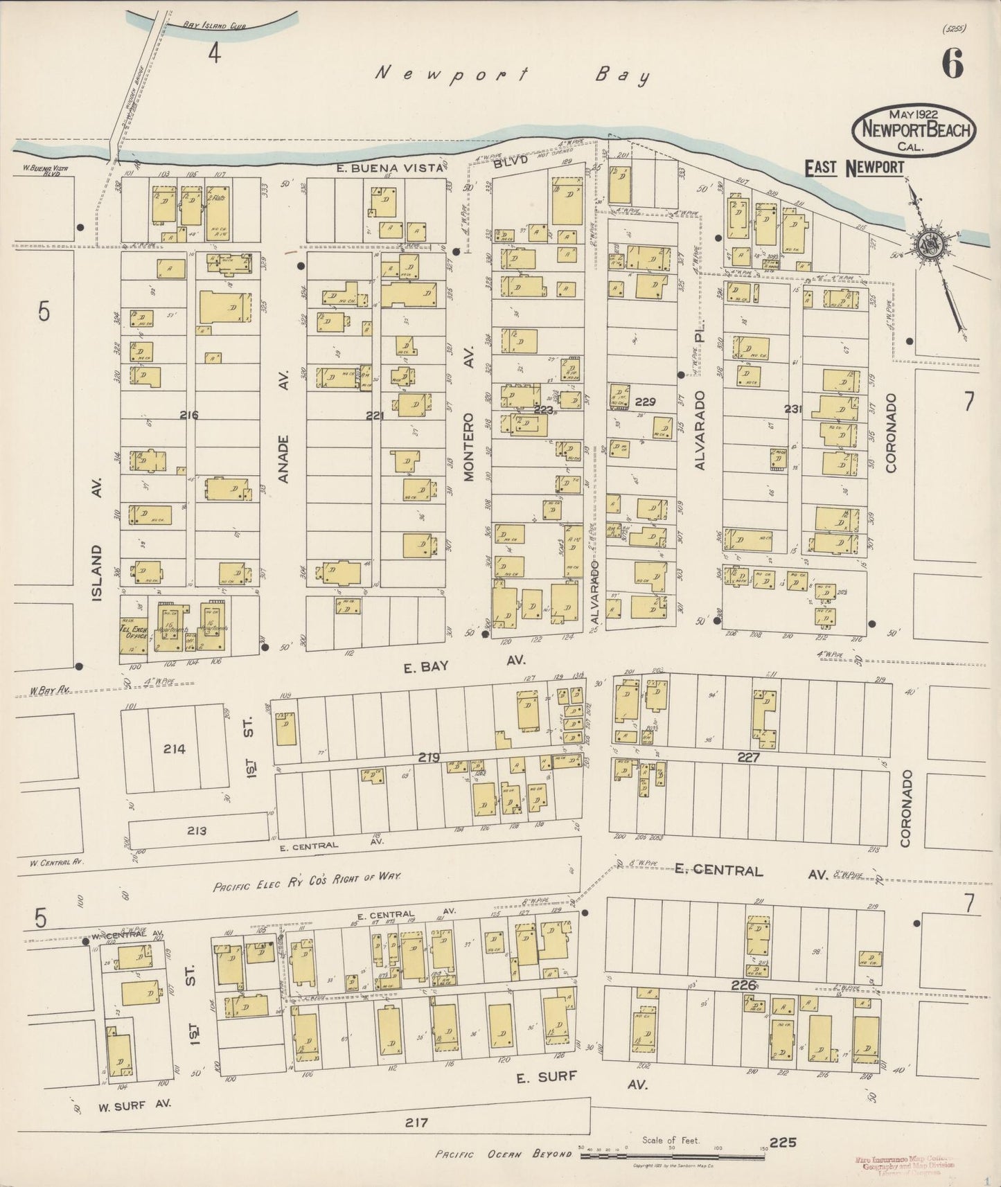 Sanborn Fire Insurance Map from Newport Beach, Orange County, California (1922), Sheet #0006 - Complete Map Set gallery image, historic Sanborn map, vintage wall art, California California