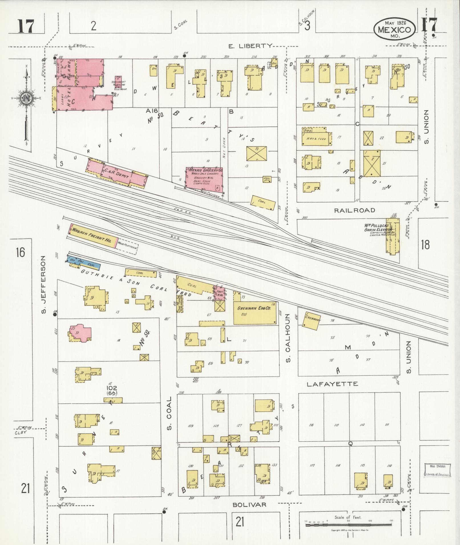 Sanborn Fire Insurance Map from Mexico, Audrain County, Missouri (1926), Sheet #0017 - Complete Map Set gallery image, historic Sanborn map, vintage wall art, Missouri Missouri