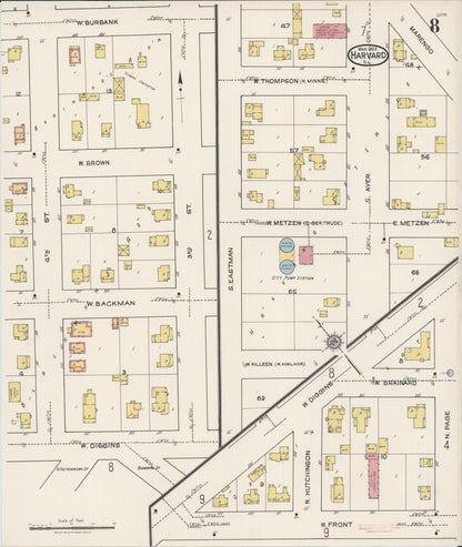 Sanborn Fire Insurance Map from Harvard, McHenry County, Illinois (1922), Sheet #0008 - Complete Map Set gallery image, historic Sanborn map, vintage wall art, Illinois Illinois