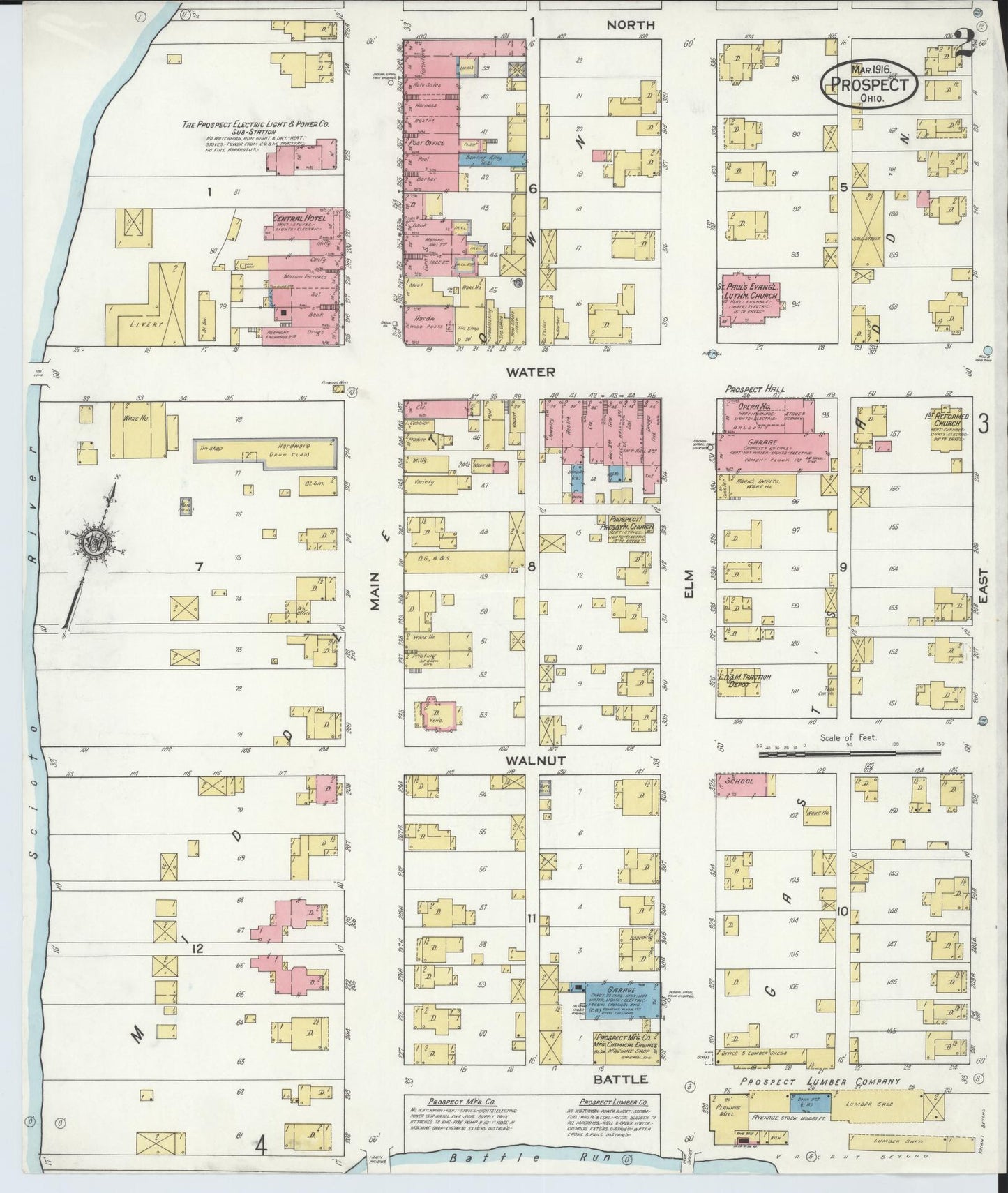 Sanborn Fire Insurance Map from Prospect, Marion County, Ohio (1916), Sheet #0002 - Complete Map Set gallery image, historic Sanborn map, vintage wall art, Ohio Ohio