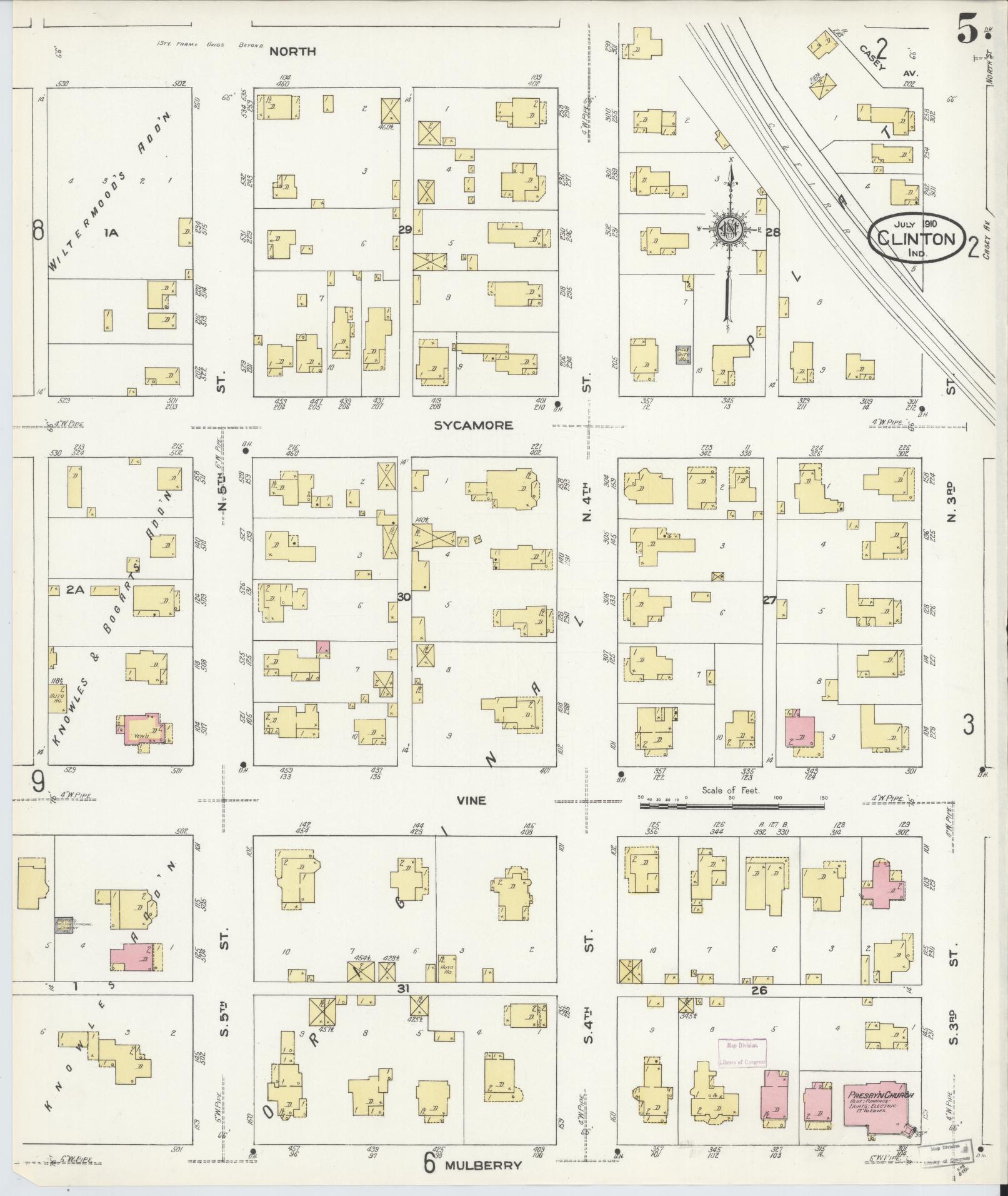 Sanborn Fire Insurance Map from Clinton, Vermillion County, Indiana (1910), Sheet #0005 - Complete Map Set gallery image, historic Sanborn map, vintage wall art, Indiana Indiana