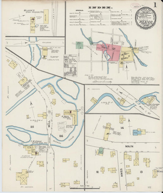 Sanborn Fire Insurance Map from Mexico, Oswego County, New York (1890), Sheet #0001 - Complete Map Set gallery image, historic Sanborn map, vintage wall art, New York New York
