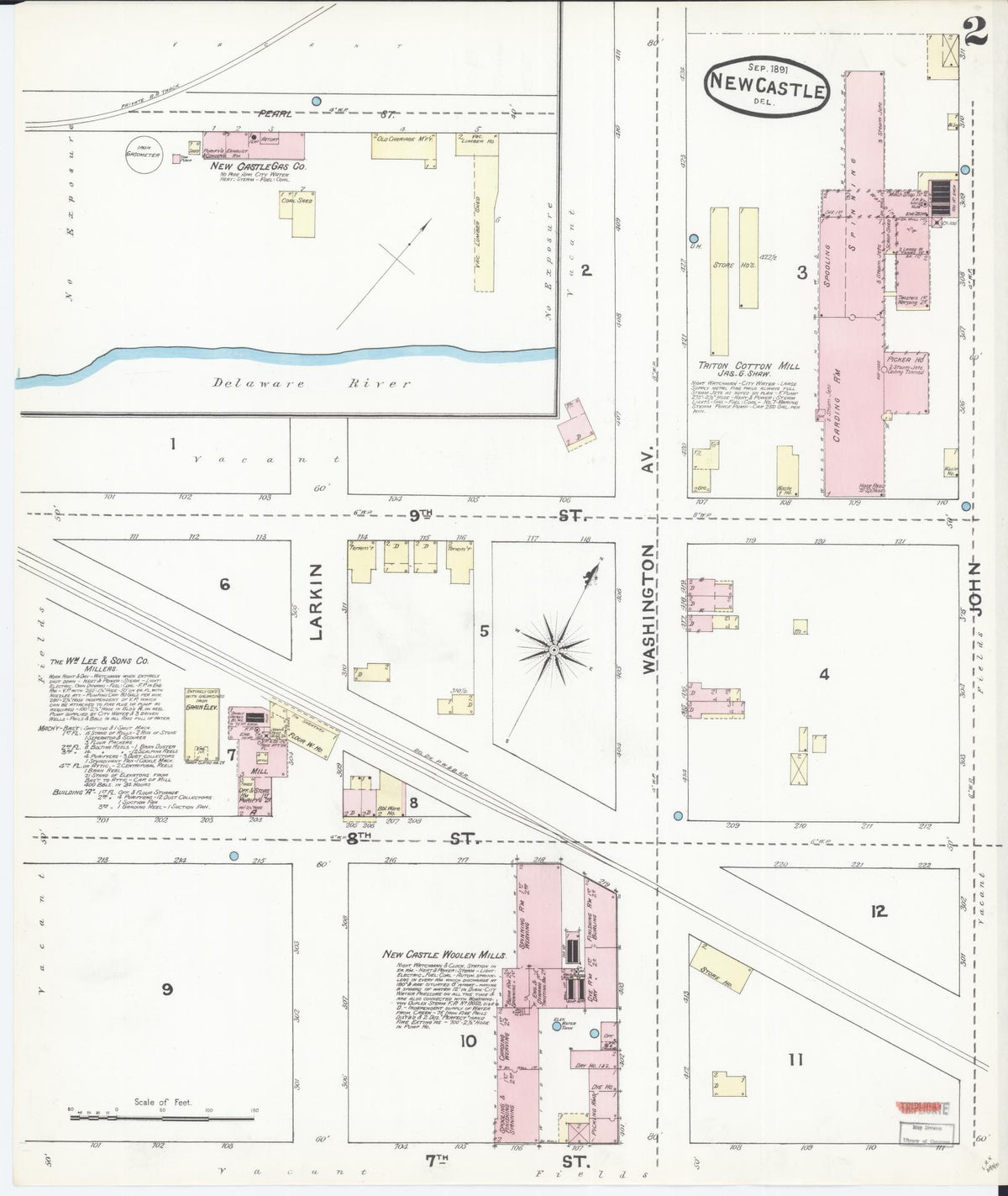Sanborn Fire Insurance Map from New Castle, New Castle County, Delaware (1891), Sheet #0002 - Complete Map Set gallery image, historic Sanborn map, vintage wall art, Delaware Delaware