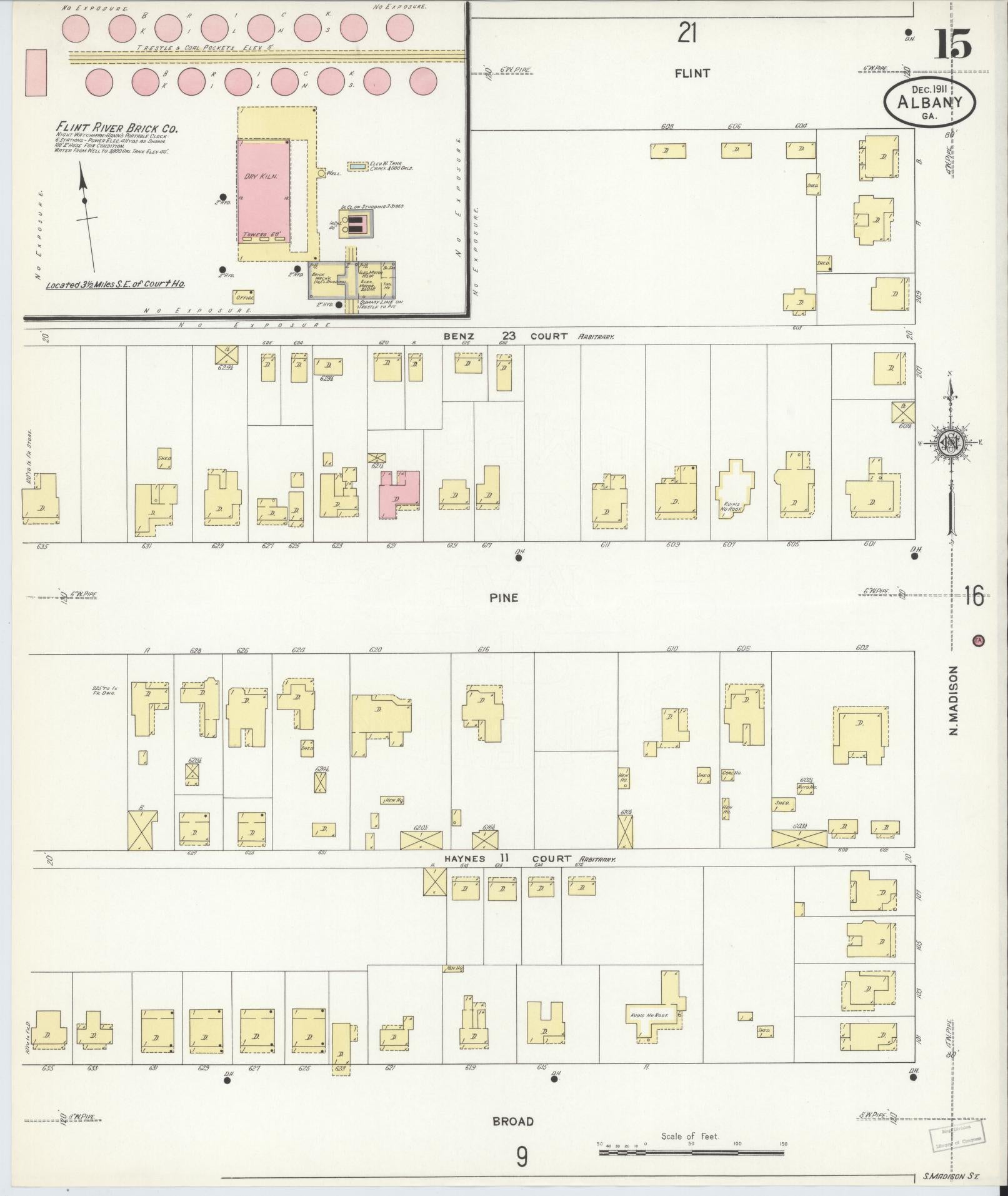 Sanborn Fire Insurance Map from Albany, Dougherty County, Georgia (1911), Sheet #0015 - Complete Map Set gallery image, historic Sanborn map, vintage wall art, Georgia Georgia