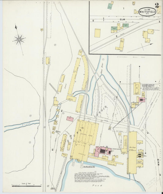 Sanborn Fire Insurance Map from Whitefield, Coos County, New Hampshire (1896), Sheet #0002 - Historic Sanborn Fire Insurance Map Print, vintage old map wall art, antique decor, genealogy gift, New Hampshire New Hampshire map