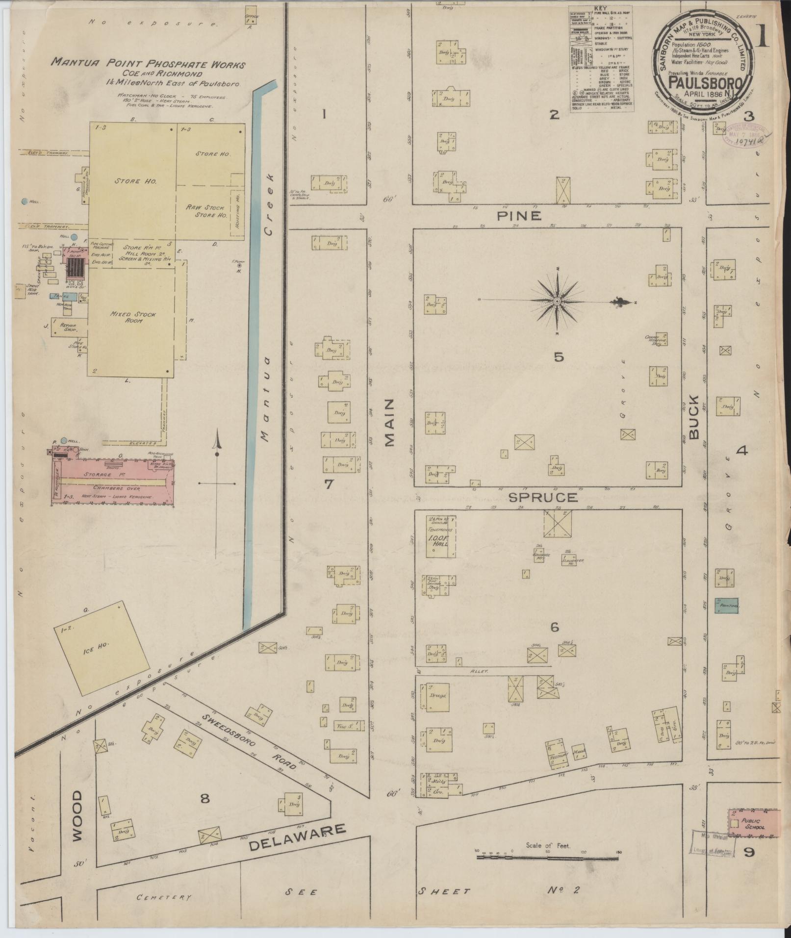 Sanborn Fire Insurance Map from Paulsboro, Gloucester County, New Jersey. (1886) – Historic Sanborn Fire Insurance Map Print