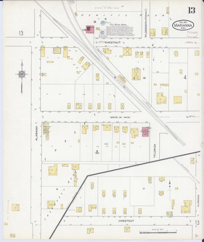 Sanborn Fire Insurance Map from Marianna, Lee County, Arkansas (1912), Sheet #0013 - Complete Map Set gallery image, historic Sanborn map, vintage wall art, Arkansas Arkansas