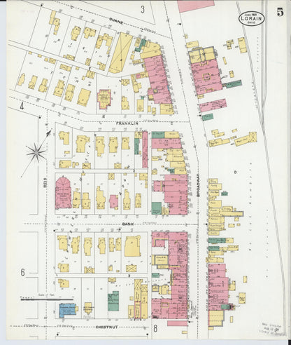 Sanborn Fire Insurance Map from Lorain, Lorain County, Ohio (1905), Sheet #0005 - Historic Sanborn Fire Insurance Map Print, vintage old map wall art, antique decor, genealogy gift, Ohio Ohio map