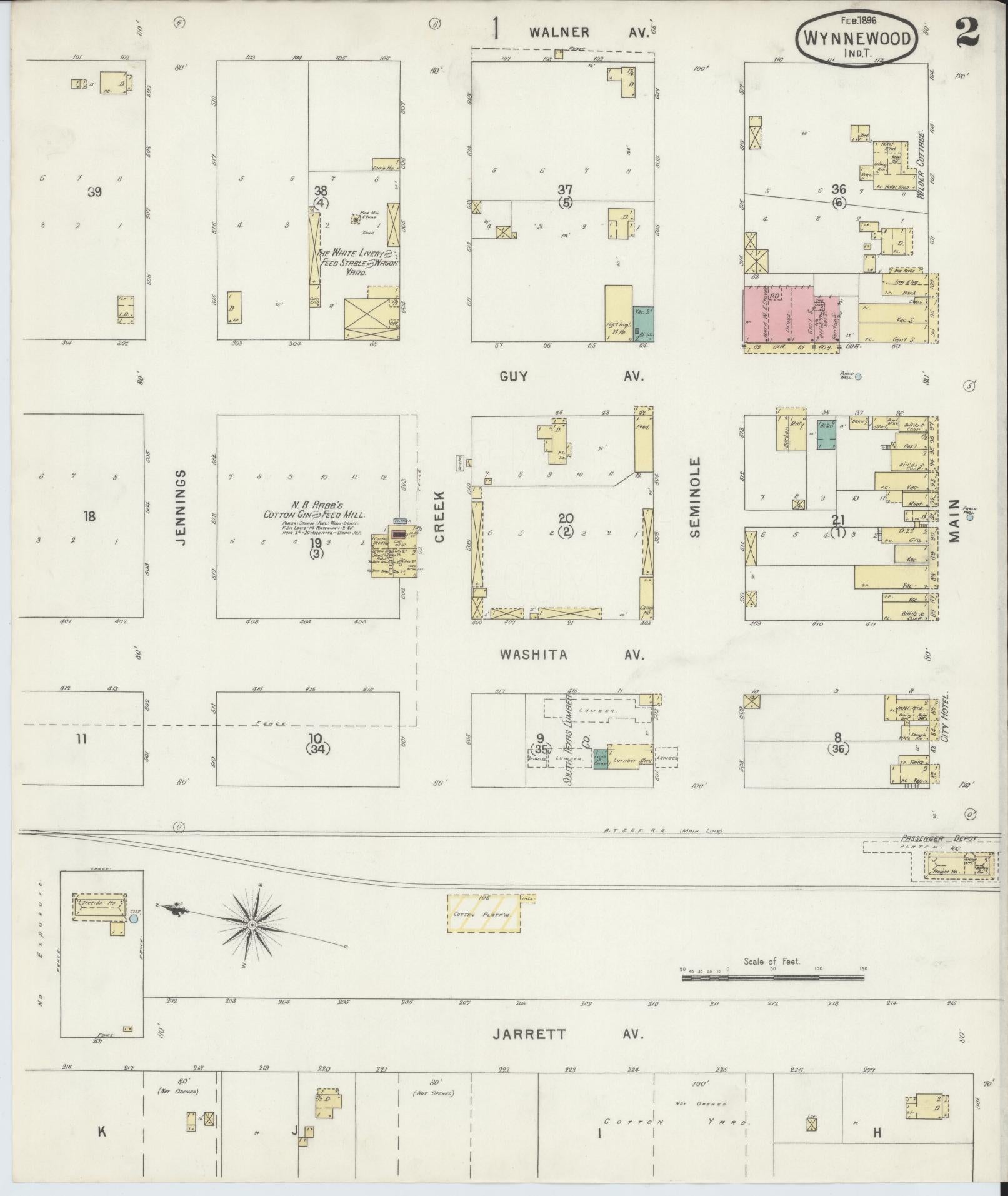 Sanborn Fire Insurance Map from Wynnewood, Garvin County, Oklahoma (1896), Sheet #0002 - Historic Sanborn Fire Insurance Map Print, vintage old map wall art, antique decor, genealogy gift, Oklahoma Oklahoma map