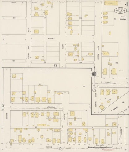 Sanborn Fire Insurance Map from Vallejo, Solano County, California (1919), Sheet #0004 - Complete Map Set gallery image, historic Sanborn map, vintage wall art, California California
