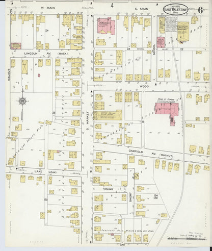 Sanborn Fire Insurance Map from East Palestine, Columbiana County, Ohio (1915), Sheet #0006 - Historic Sanborn Fire Insurance Map Print, vintage old map wall art, antique decor, genealogy gift, Ohio Ohio map