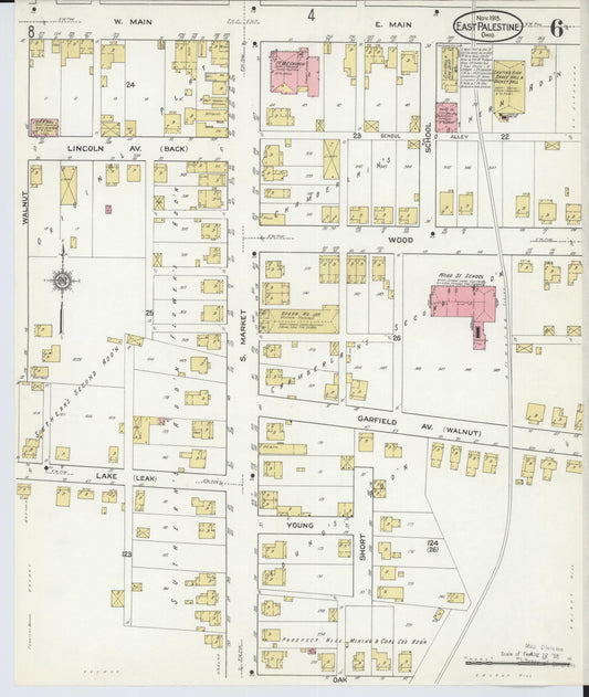 Sanborn Fire Insurance Map from East Palestine, Columbiana County, Ohio (1915), Sheet #0006 - Historic Sanborn Fire Insurance Map Print, vintage old map wall art, antique decor, genealogy gift, Ohio Ohio map