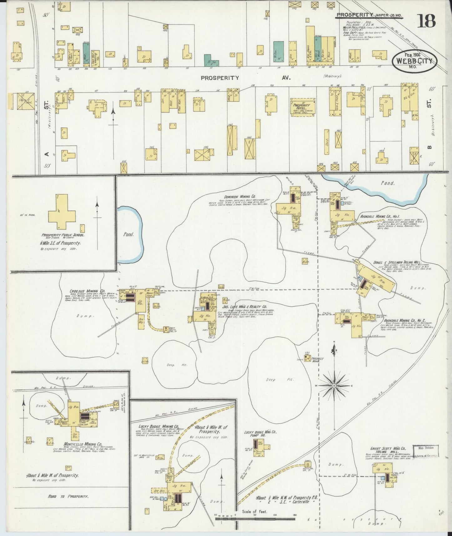 Sanborn Fire Insurance Map from Webb City, Jasper County, Missouri (1906), Sheet #0018 - Complete Map Set gallery image, historic Sanborn map, vintage wall art, Missouri Missouri