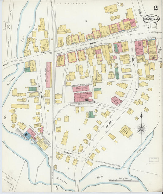 Sanborn Fire Insurance Map from Granville, Washington County, New York (1904), Sheet #0002 - Historic Sanborn Fire Insurance Map Print, vintage old map wall art, antique decor, genealogy gift, New York New York map