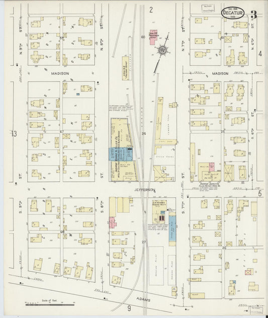 Sanborn Fire Insurance Map from Decatur, Adams County, Indiana (1914), Sheet #0003 - Historic Sanborn Fire Insurance Map Print, vintage old map wall art, antique decor, genealogy gift, Indiana Indiana map