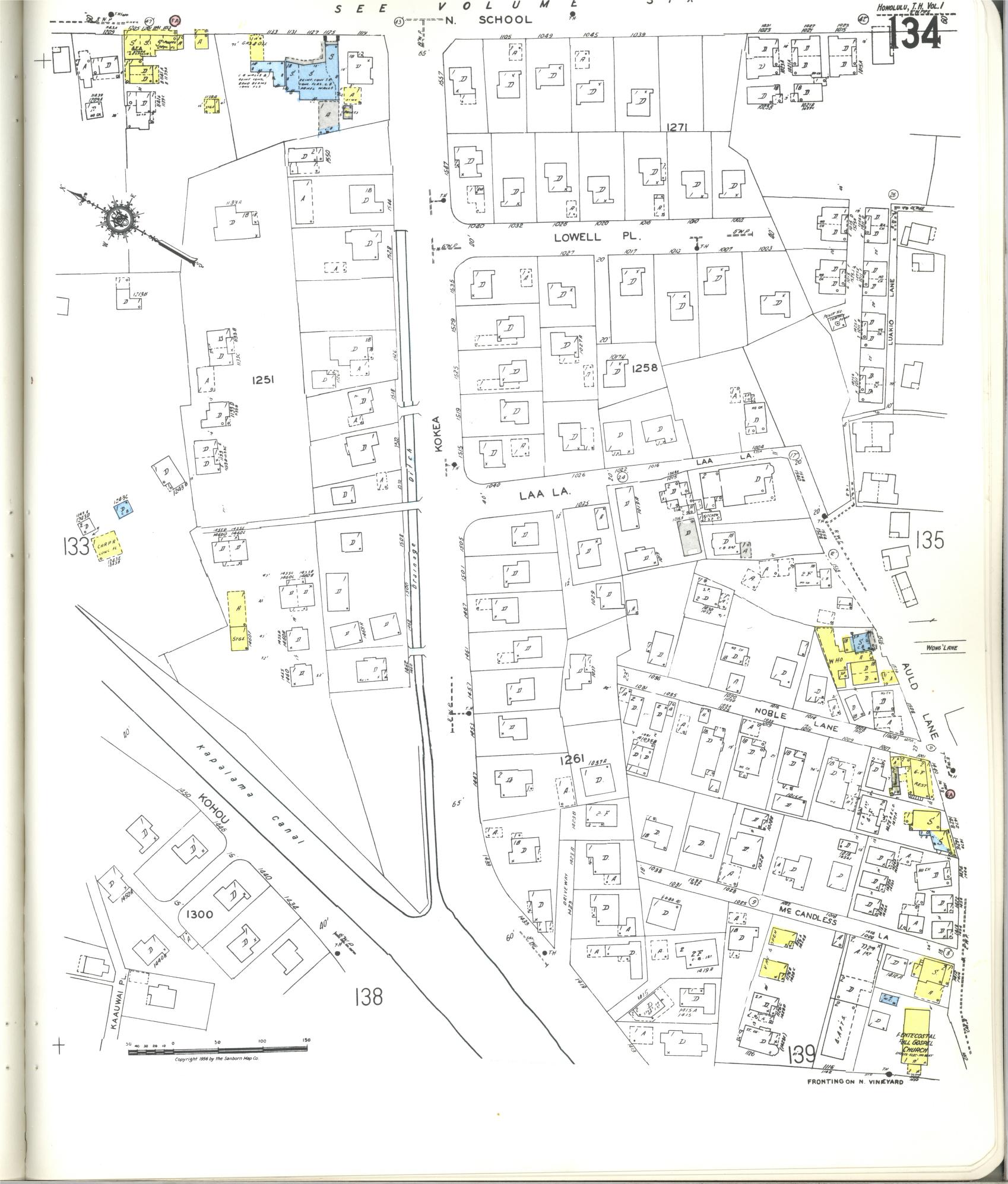 Sanborn Fire Insurance Map from Honolulu, Oahu County, Hawaii (1955), Sheet #0134 - Historic Sanborn Fire Insurance Map Print