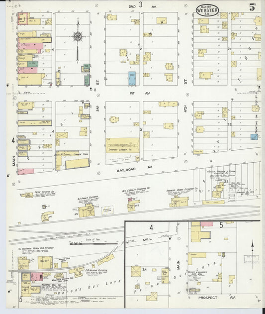 Sanborn Fire Insurance Map from Webster, Day County, South Dakota (1910), Sheet #0005 - Historic Sanborn Fire Insurance Map Print, vintage old map wall art, antique decor, genealogy gift, South Dakota South Dakota map