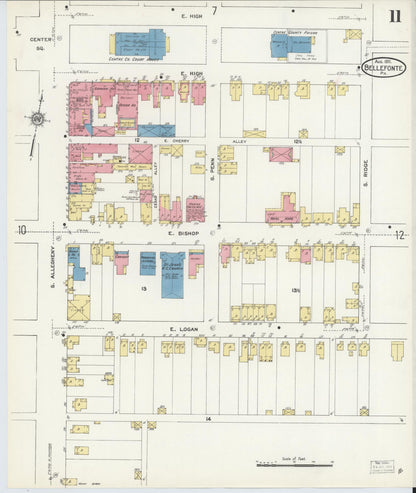 Sanborn Fire Insurance Map from Bellefonte, Centre County, Pennsylvania (1911), Sheet #0011 - Complete Map Set gallery image, historic Sanborn map, vintage wall art, Pennsylvania Pennsylvania