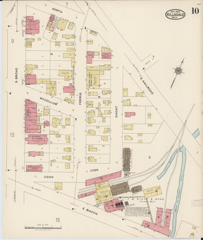 Sanborn Fire Insurance Map from Hillsdale, Hillsdale County, Michigan (1922), Sheet #0010 - Complete Map Set gallery image, historic Sanborn map, vintage wall art, Michigan Michigan