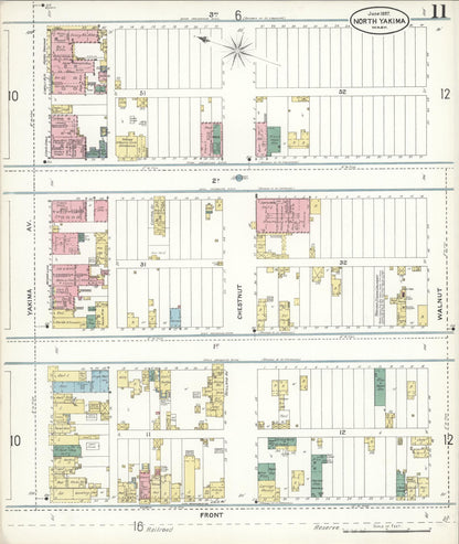 Sanborn Fire Insurance Map from North Yakima, Yakima County, Washington (1897), Sheet #0011 - Complete Map Set gallery image, historic Sanborn map, vintage wall art, Washington Washington