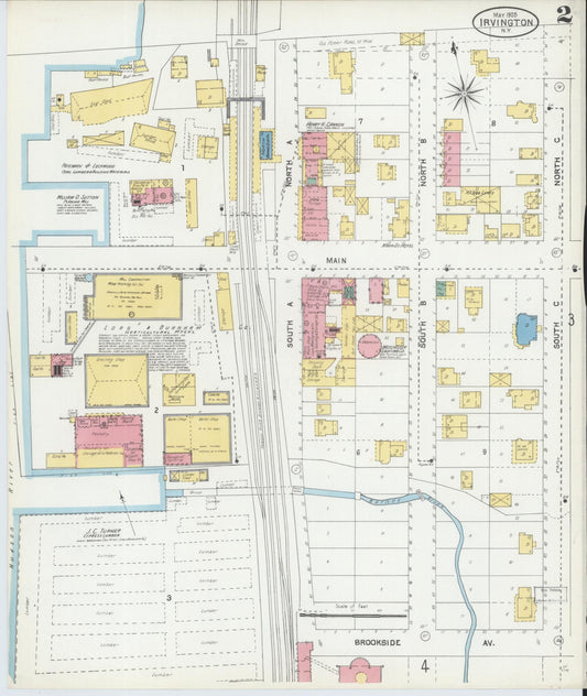 Sanborn Fire Insurance Map from Irvington, Westchester County, New York (1905), Sheet #0002 - Historic Sanborn Fire Insurance Map Print, vintage old map wall art, antique decor, genealogy gift, New York New York map