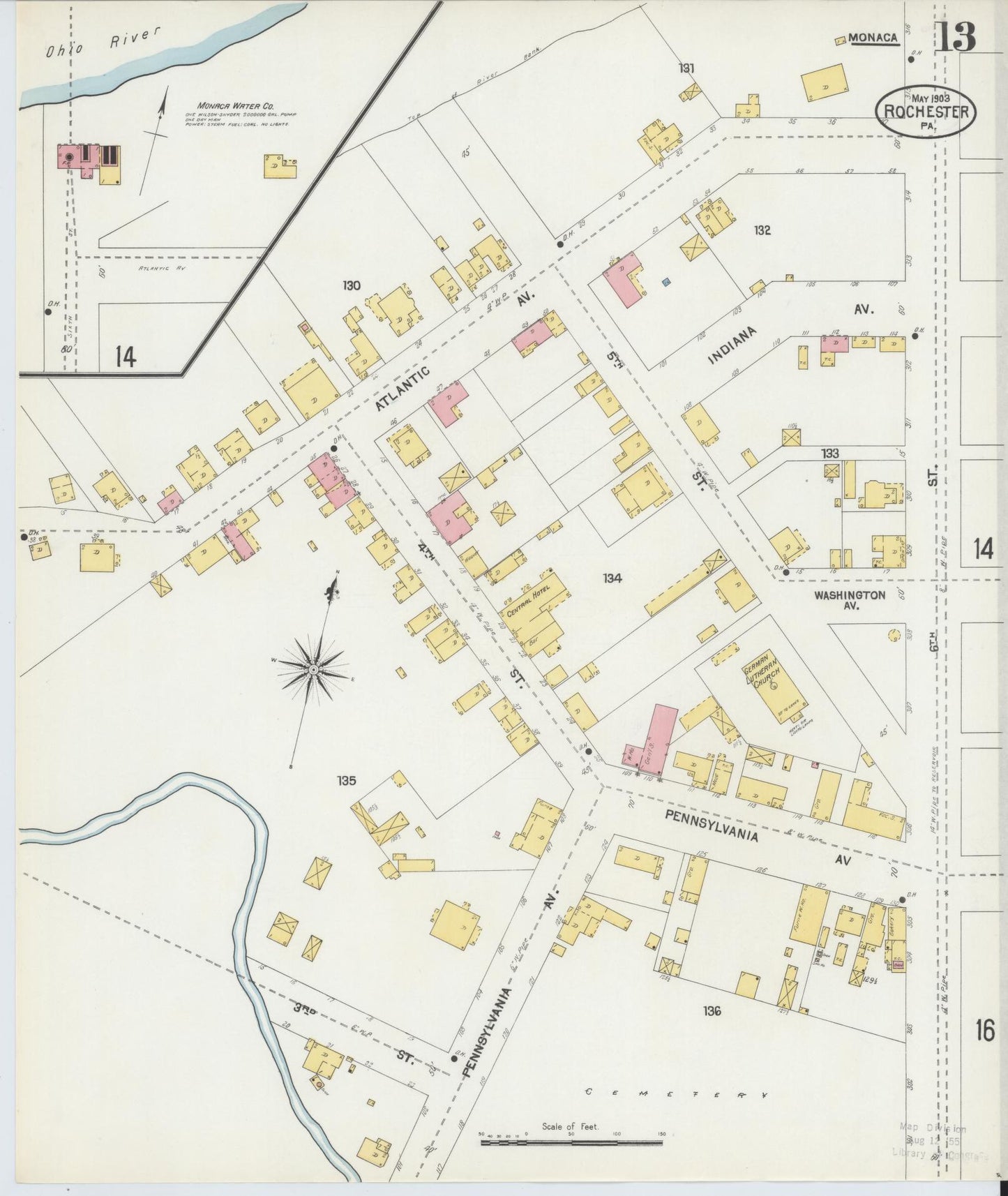 Sanborn Fire Insurance Map from Rochester, Beaver County, Pennsylvania (1903), Sheet #0013 - Complete Map Set gallery image, historic Sanborn map, vintage wall art, Pennsylvania Pennsylvania