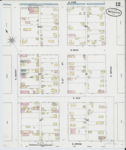 Sanborn Fire Insurance Map from Mankato, Blue Earth County, Minnesota (1889), Sheet #0012 - Historic Sanborn Fire Insurance Map Print, vintage old map wall art, antique decor, genealogy gift, Minnesota Minnesota map